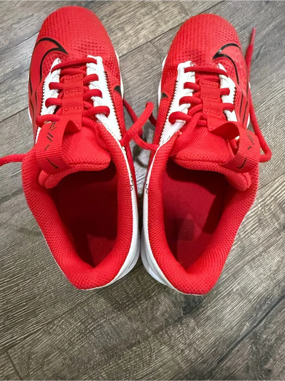 Nike Kids Red and White Baseball Vapor Cleats